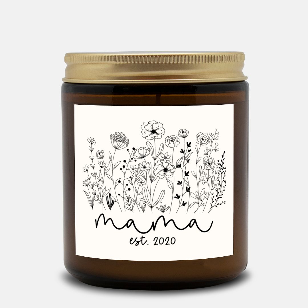 MAMA EST 9OZ AMBER CANDLE