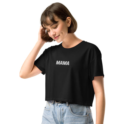 "MAMA" EMBROIDERED CROP TOP